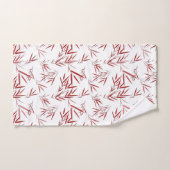Moderne Elegant Red & White Bamboo Double Happines Bad Handdoek (Handdoek)