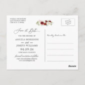 Moderne Elegant Red White Floral sla de datum op Briefkaart (Achterkant)