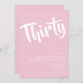 Moderne Elégant rose 30e anniversaire Invitation (Devant / Derrière)