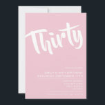 Moderne Elégant rose 30e anniversaire Invitation<br><div class="desc">Invitation moderne Pastel Pink 30e Anniversaire. Conception minimaliste de modèle d'invitation de 30e anniversaire avec police de script de calligraphie élégante.</div>
