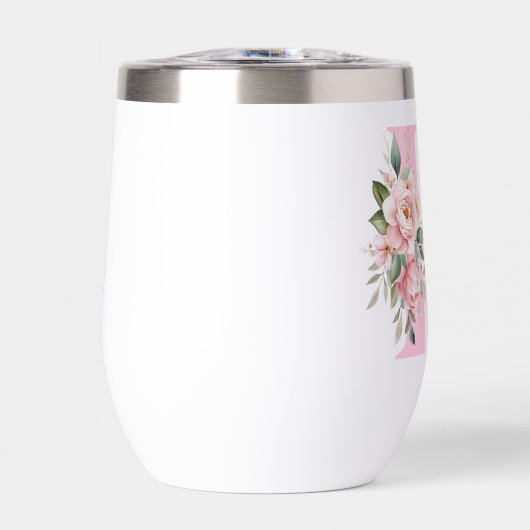 Moderne Élégant rose Floral Nom initial Monogramme (Avant)