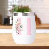 Moderne Élégant rose Floral Nom initial Monogramme
