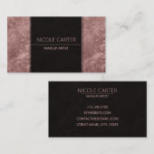 Moderne élégant rose or chic carte de visite noir (Devant / Derrière)