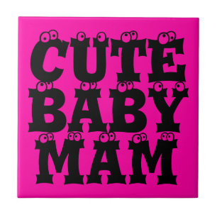 Moderne elegant - roze design CUTE BABY MAM Tegeltje