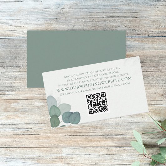Moderne Elegant Rustic Eucalyptus Greenery RSVP Visitekaartje