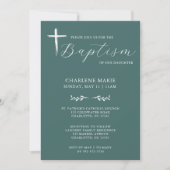 Moderne élégant Sage Green Baptême Invitation (Devant)
