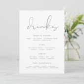 Moderne Elegant Sage Green White Mariage Menu bois (Debout devant)