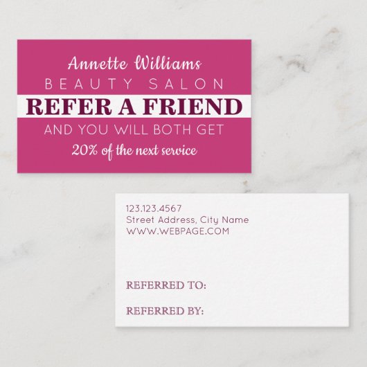 Moderne elegant scarlet paarse verwijzing visitekaartje (Voorkant / Achterkant)