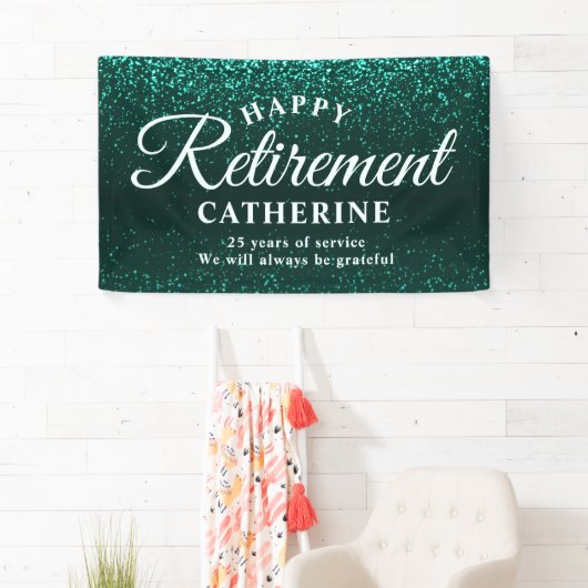 Moderne Elegant Script Blauwgroen Glitter Remoe Pa Spandoek (Insitu)