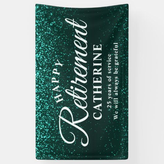 Moderne Elegant Script Blauwgroen Glitter Remoe Pa Spandoek (Verticaal)