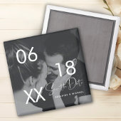 Moderne Elegant Script Couple Photo Save the Date Magneet