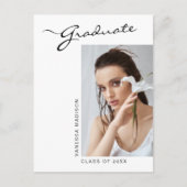 Moderne Elegant Script-foto | Aankondiging Afstude Briefkaart (Voorkant)