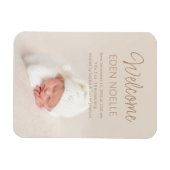 Moderne Elegant Script Geboorteaankondiging Foto Magneet (Horizontaal)