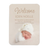 Moderne Elegant Script Geboorteaankondiging Foto Magneet (Verticaal)