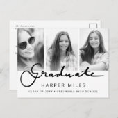 Moderne, elegant script gradiënt afstuderen foto briefkaart (Voorkant / Achterkant)