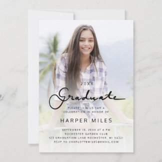 Moderne, elegant script gradiënt afstuderen foto kaart