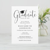Moderne Elegant Script Graduation Party Kaart (Staand voorkant)