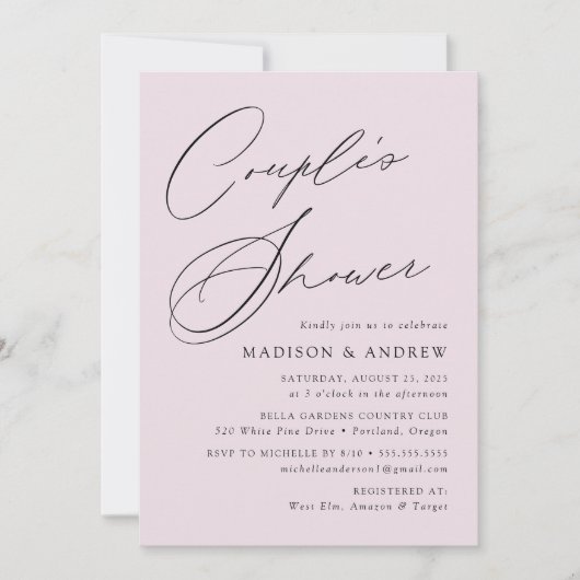 Moderne Elegant Script Lavender Couple's Shower Kaart (Voorkant)