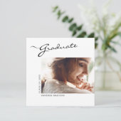 Moderne Elegant Script Minimal | Foto-Afstuderen Aankondiging (Staand voorkant)