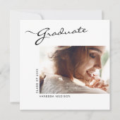 Moderne Elegant Script Minimal | Foto-Afstuderen Aankondiging (Voorkant)