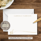 Moderne Elegant Script Monogram Initiaal Gold Notitiekaartje