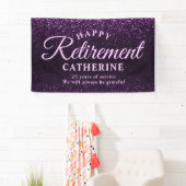 Moderne Elegant Script Paars Glitter Remoe Party Spandoek (Insitu)