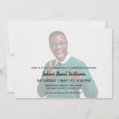 Moderne Elegant Script Photo Graduation Invitation Kaart (Achterkant)
