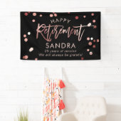 Moderne Elegant Script Roos Gold Happy Retirement Spandoek (Insitu)