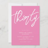 Moderne Elegant Script roze 30th Birthday Kaart (Voorkant)