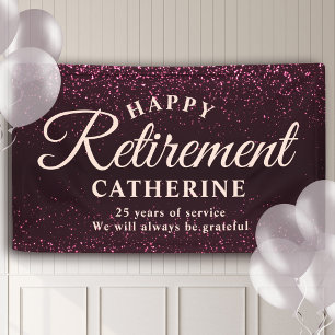 Moderne Elegant Script Roze Glitter Remoe Party Spandoek