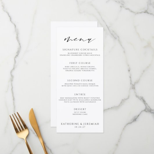 Moderne Elegant Script Typography Menu (Voorkant / Achterkant in situ)