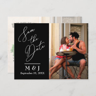 Moderne Elegant Script Wedding Photo Save the Date Aankondigingskaart