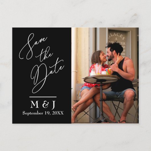 Moderne Elegant Script Wedding Photo Save the Date Aankondigingskaart (Voorkant)