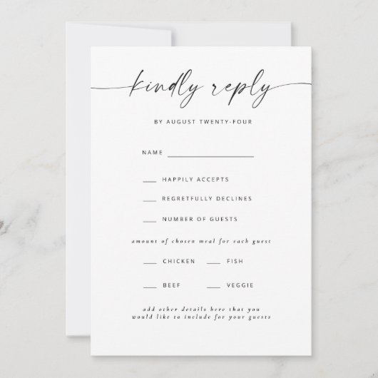 Moderne Elegant Script Wedding RSVP Invitation (Devant)