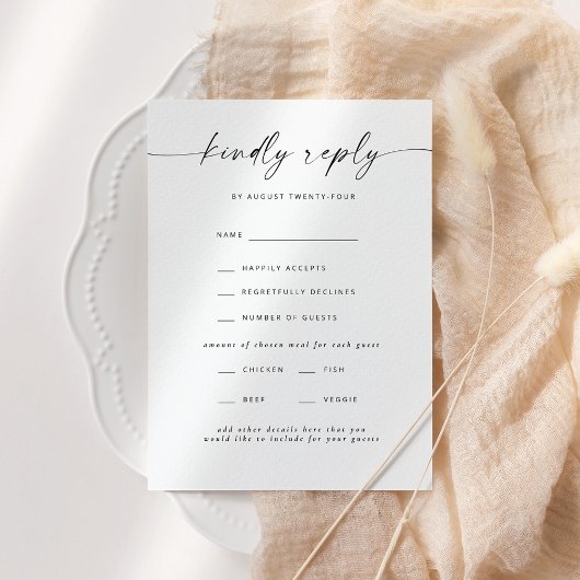 Moderne Elegant Script Wedding RSVP Invitation