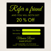 Moderne Élégant Simple Chartreuse Cartes de référe (Devant & derrière)