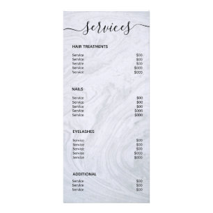 Moderne Élégant Simple Marbre Salon Service Menu