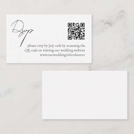 Moderne Elegant Simple QR Code RSVP Informatiekaartje (Voorkant / Achterkant)