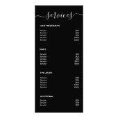 Moderne Élégant Simple Spa Noir Salon Service Menu (Dos)