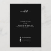 Moderne Élégant Simple Spa Noir Salon Service Menu (Dos)