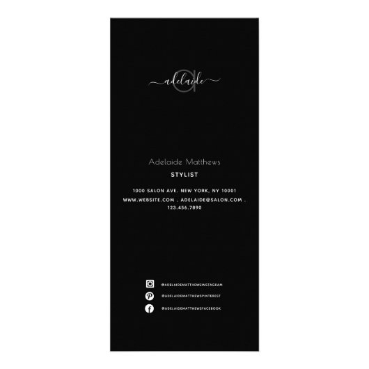 Moderne Élégant Simple Spa Noir Salon Service Menu (Devant)