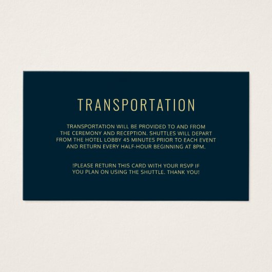 Moderne Elegant Simple Wedding Transportation Kaar Visitekaartje (Voorkant)