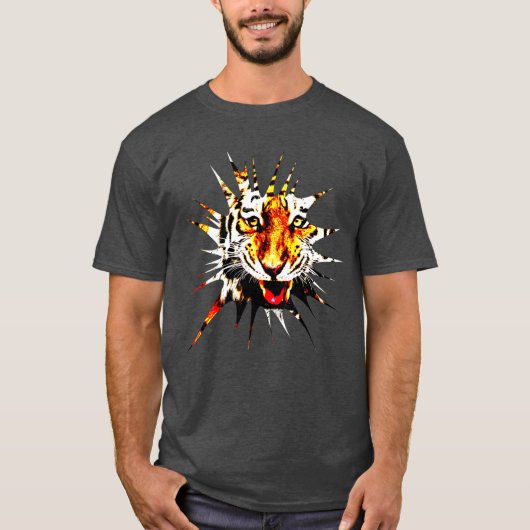 Moderne Elegant Sjabloon Charcoal Heather Tiger T-shirt (Voorkant)