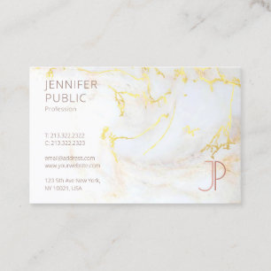 Moderne Elegant Sjabloon Gold Marble Monogram Luxe Visitekaartje