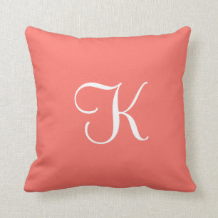 Moderne Elegant Solid Coral Pink - Aangepast monog Kussen