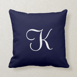 Moderne Elegant Solid Dark Navy Custom Monogram Kussen
