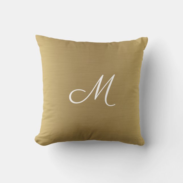 Moderne  Elegant Solid Gold Monogram Kussen (Voorkant)