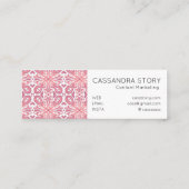 Moderne Elegant Swirls Pattern roze Lacy Mini Visitekaartje (Achterkant)