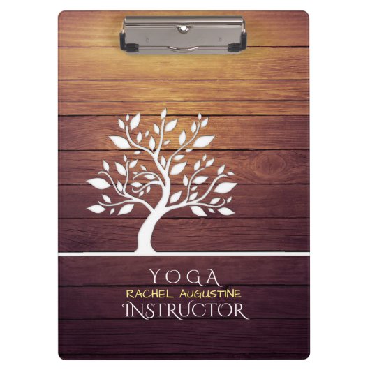 Moderne Elegant Tree  Wood Yoga Instructor Klembord (Voorkant)