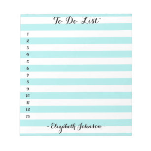 Moderne Elegant Trendy Aqua Striped Home om Lijst Notitieblok